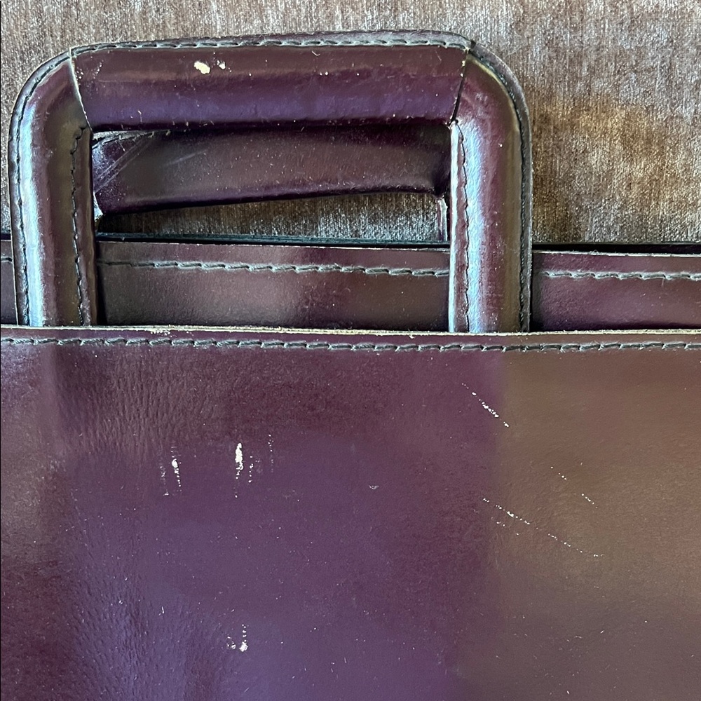 Sophisticated Dark Brown/Burgandy Leather Briefcase  Vintage  Unisex - Picture 4 of 12